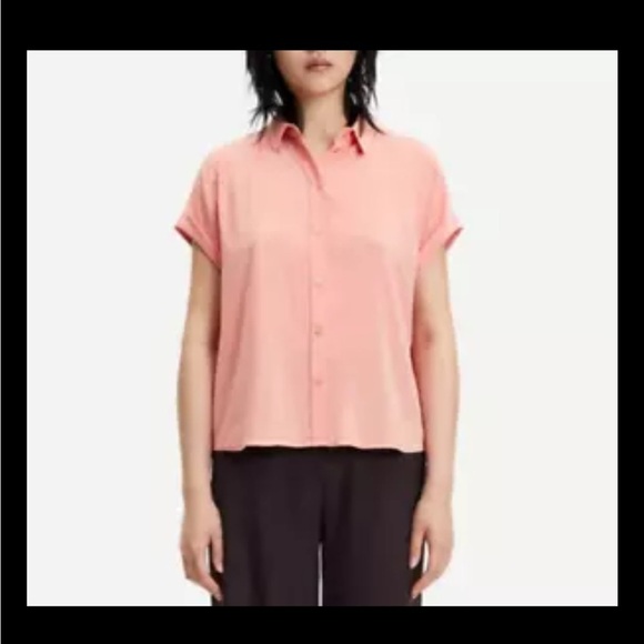 Samsoe Samsoe Majan Short Sleeve Shirt Button Front Coral Haze - Picture 1 of 9